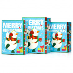 Set 3 cutii dreptunghiulare Crăciun &ndash; model om de zăpadă fericit