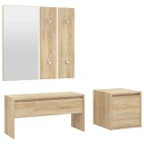 Cumpara ieftin Set de mobilier pentru hol, stejar sonoma, lemn prelucrat