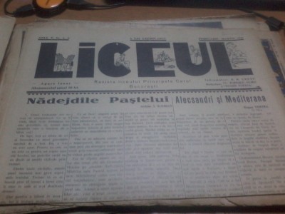 Liceul, an 5 nr. 4-5 Revista Liceului Principele Carol Bucuresti feb.-mar. 1939 foto