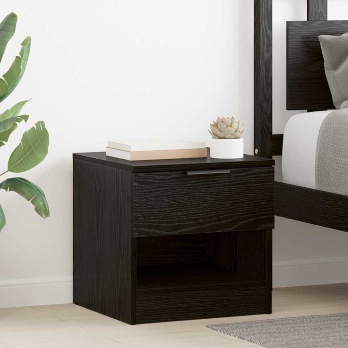 vidaXL Dulap de pat 2 pcs Stejar negru 40 x 39 x 40 cm Lemn compozit 880518
