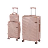 Set 3 Valize Rigide Leziter TraveLux Urban XVI, 55x40x20cm Cabină, ABS, Roz-Auriu, Cod Numeric, Roti Duble 360&deg;