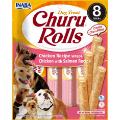 Recompense pentru caini Inaba Churu Rolls, Pui si Somon, 8 x 12 g