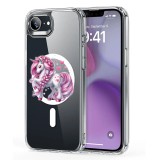 Husa pentru iphone 16e, atasare magnetica, magsafe, unicorn pink, clear