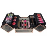 Geanta Machiaj cu Produse Cosmetice, Technic, Beauty Case, Black &amp; Rose Gold