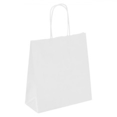 Pungă Cadou, model Kraft, Culoare Albă, Dimensiuni 26x11x35cm