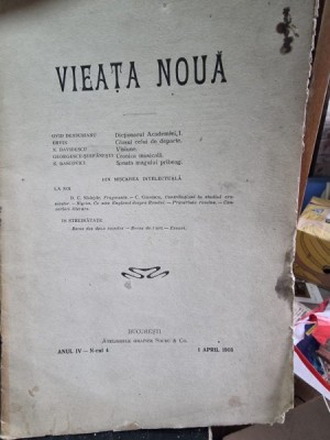 Revista Vieata Noua Nr. 4 Aprilie 1908 foto