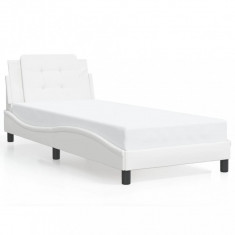 vidaXL Cadru de pat cu lumini LED, alb, 80x200 cm, piele ecologică