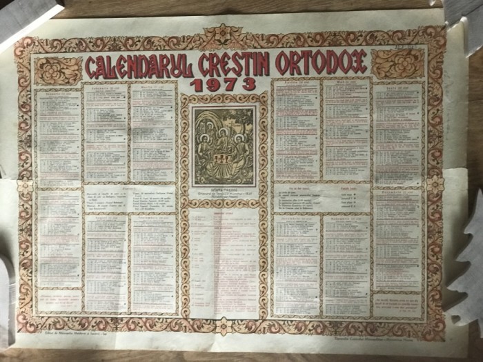 Calendar Crestin Ortodox 1973