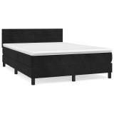 Cumpara ieftin Pat box spring cu saltea, negru, 140x200 cm, catifea