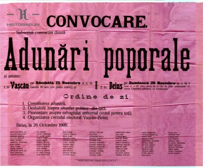HST 100S Afis 1905 Doua adunari poporale Bihor Partidul National Roman foto