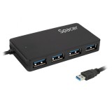HUB extern SPACER, porturi USB: USB 3.0 x 4, conectare prin USB 3.0, cablu 15cm lungime, (incl. TV 0.8Lei), &quot;SPHB-USB-4U30-03&quot;