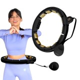 Hula Hoop Magnetic cu Greutate si Contor HMS HHM13 Negru/Auriu - Fitness, Masaj, Ardere Calorii, Talie Subtire, 60-96cm