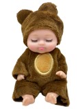Bebelus de jucarie in costum de ursulet maro