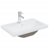 VidaXL Chiuvetă &icirc;ncorporată cu robinet, alb, 61x39x18 cm, ceramică