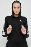 Adidas bluza Femei, culoarea negru, cu glugă, modelator