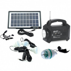 Kit Incarcator Urgente cu Panou Solar Lanterna Radio FM USB MP3 GD8051 foto