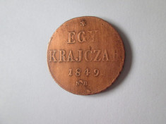 Raritate! Ungaria 1 Krajczar 1849 N.B.(Nagy Banya/Baia Mare) foto