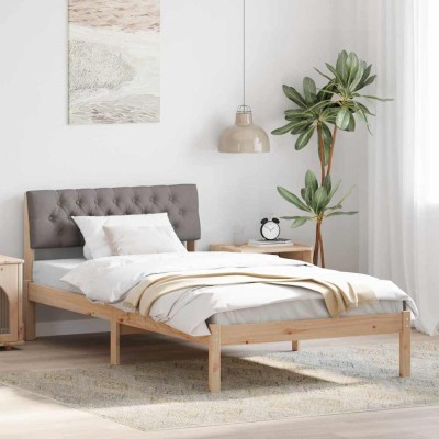 vidaXL Cadru de pat Maroniu și taupe 100 x 200 cm Lemn masiv de pin 878632 foto