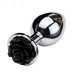 Dop Anal Rose Pleasure Large, Argintiu/Negru, Guilty Toys