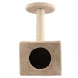 Ansamblu de joaca pentru pisici, mic, cu etaj si casuta, Bej