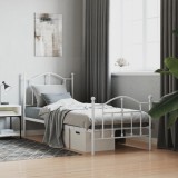 Cumpara ieftin Cadru de pat metalic cu tăblie de cap/picioare, alb, 90x200 cm