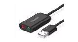 UGREEN 15 cm-es USB k&uuml;lső hangk&aacute;rtya (fekete)