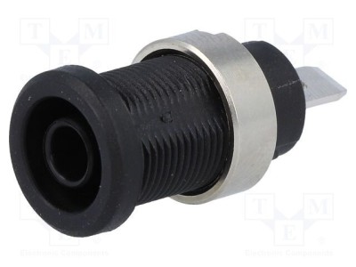 Conector banană 4mm soclu 36A 1kV negru nichelat ELECTRO-PJP foto