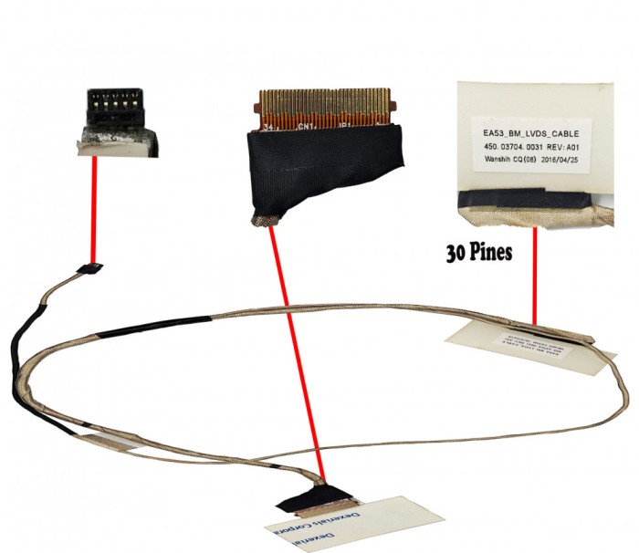 Cablu video LVDS Laptop, Packard Bell EasyNote TE70BH, TG71BM, TG81BA, TG83BA, 450.03704.0031, EA53 BM LVDS Cable