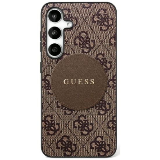 Husa pentru Samsung Galaxy S25 - Guess 4G Circle Classic Logo MagSafe (GUHMS25SP4PGRSGW) - Brown