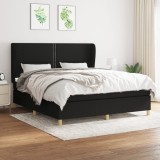 VidaXL Pat box spring cu saltea, negru, 160x200 cm, textil