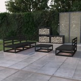 Gossi set mobilier de gradina, 6 piese, negru, lemn masiv de pin