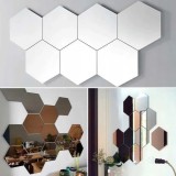 Set 18 Oglinzi Acrilice, Decorative Hexagonale, CBD CORAL BEST DEALS, pentru Baie, Bucatarie si Living, 18cm X 9.2 cm, Model XL 18 BUC 18 cm 9.2 cm 0.