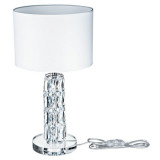 Veioza Talento - H(min) 445mm, H(max) 445mm, ⌀ 250mm , White, 1 X E27 (40W), Metal and Glass, Fabric on PVC, IP20, 2.1kg