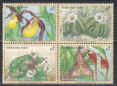 Natiunile Unite Viena 1996 - Flori - Specii pe cale de dispariție, MNH foto