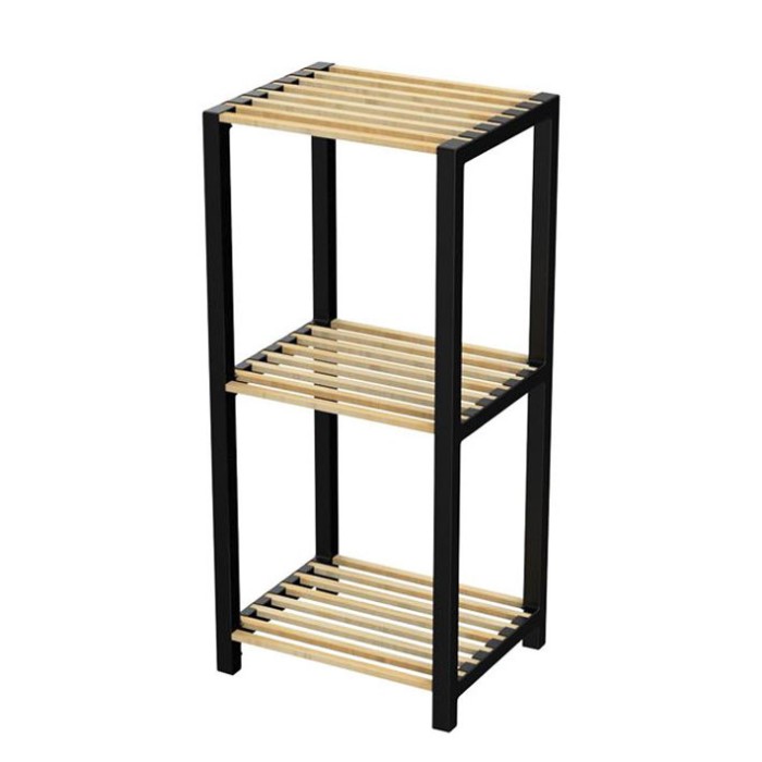 Etajera lemn 3 nivele 35x30x80 cm Sinbo Natur/Negru