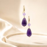 Cumpara ieftin Cercei Goccia din jad lavandă și violet