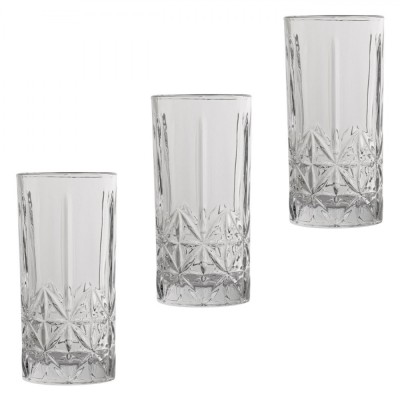 Set 3 Pahare Sticlă, Model Reliefat, Transparent, Capacitate 350ml foto