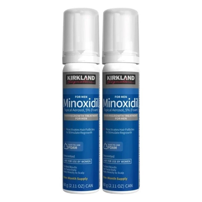 Minoxidil 5% Spumă Kirkland pentru bărbați, Tratament pentru creșterea părului, 2 flacoane