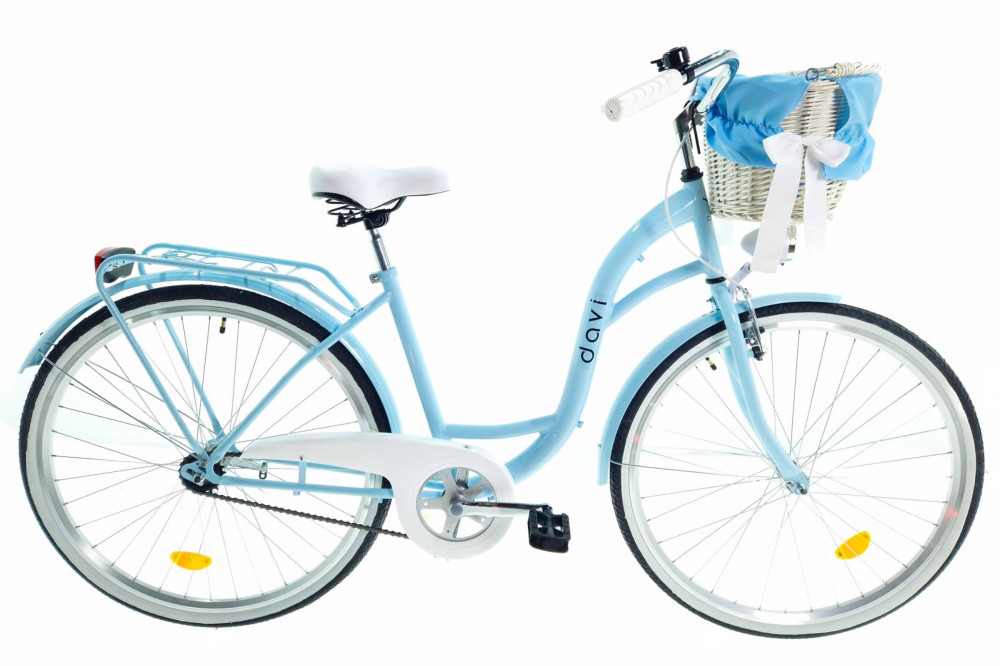 Bicicleta dama cu cos rachita Davi® Lila 1 viteze Roata 28", 160-185 cm  inaltime, Albastru | Okazii.ro