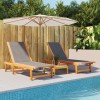 Set 2 Sezlonguri Gossi Negre, Lemn Acacia, Textilena, 200x66 cm, Reglabil, Gradina/Piscina