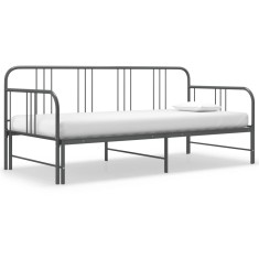 Cadru pat canapea extensibilă, gri, 90 x 200 cm, metal