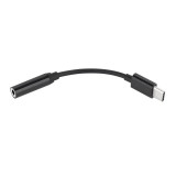 Cablu adaptor USB TYPE C - Jack 3.5 mm mama 10cm negru, Generic