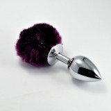 Dop Anal Metalic Cu Pompon Metal Plug, Violet, 7 cm