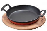 Cratita din fonta, 20 cm cu suport din lemn