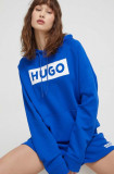 HUGO Blue hanorac de bumbac femei, cu glugă, imprimeu 50515818
