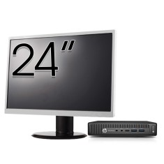 Pachet Calculator Second Hand HP EliteDesk 800 G2 Mini PC, Intel Core i7-6700T 2.80 - 3.60GHz, 16GB DDR4, 512GB SSD + Monitor 24 Inch NewTechnology Me