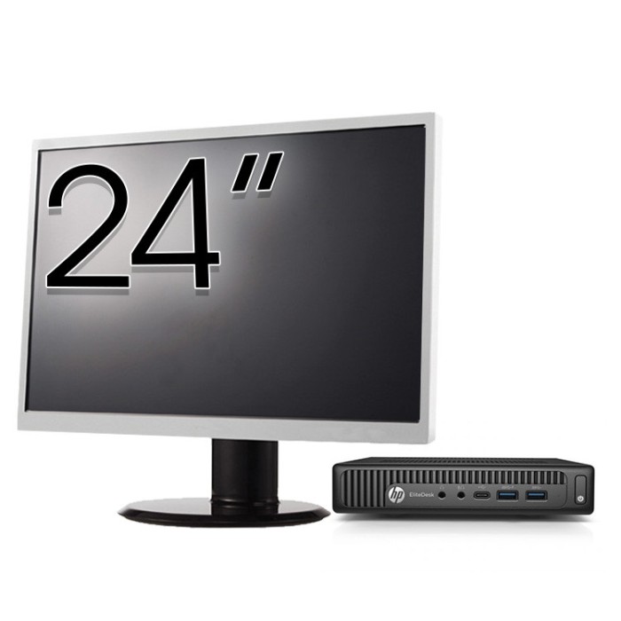 Pachet Calculator Second Hand HP EliteDesk 800 G2 Mini PC, Intel Core i5-6500 3.20-3.60GHz, 16GB DDR4, 512GB SSD + Monitor 24 Inch NewTechnology Media