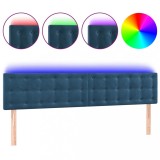 Cumpara ieftin Tablie de pat cu LED, albastru inchis, 200x5x78/88 cm, catifea