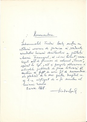 A3568N Teodor Balș (Emilian Ilarion Bălășescu), act scris și semnat olograf, 1968 foto