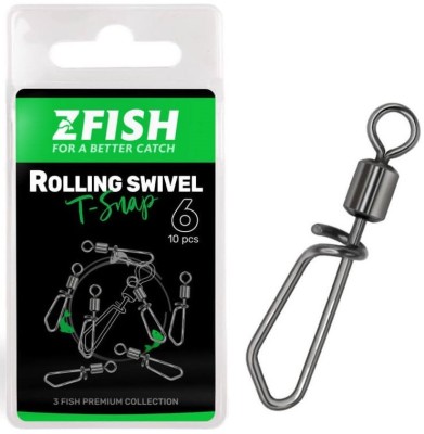 Agrafa Cu Vartej Zfish Rolling Swivel With T Snap, 43kg, Nr.6, 10buc/plic foto
